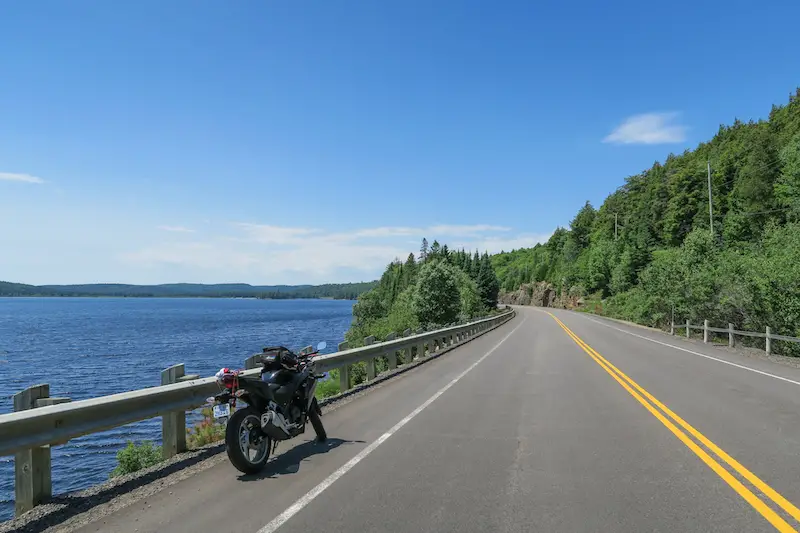 stopping for motorcycle photos in algonquin park