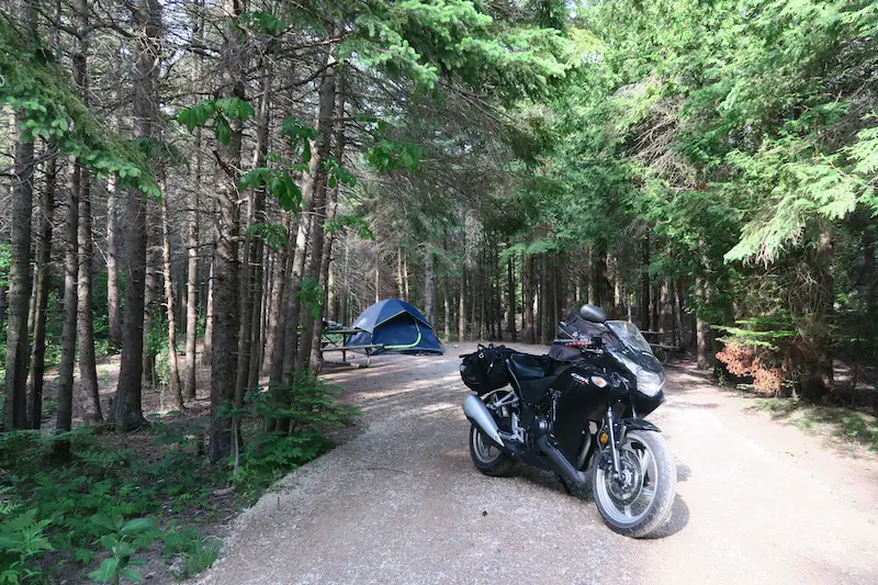 motorcycle camping bruce peninsula