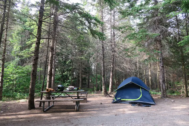 My motorcycle camping Campground at the Bruce peninsula National Park near Tobermory Ontario 
