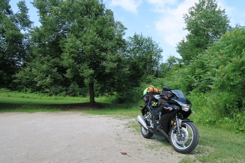 honda cbr250r setup for summer motorcycle touring in ontario