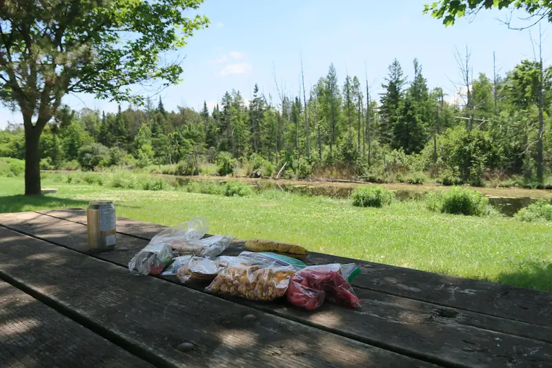 Stopping for lunch at the side of Highway 9 in Ontario