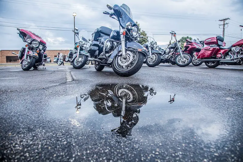 rainy day motorcycle cruiser