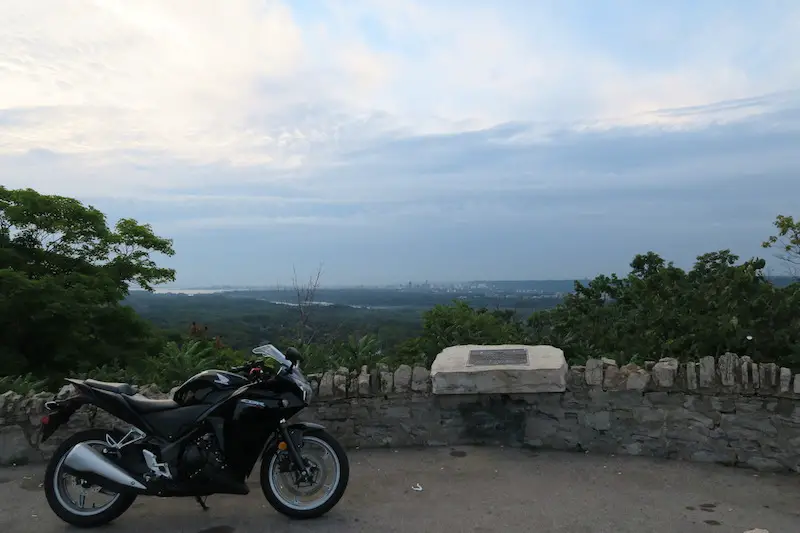 sydenham lookout with a motorcycle