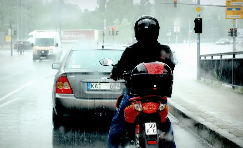 scooter in the rain