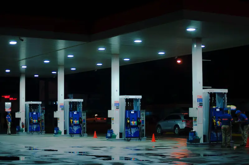 gas station at night