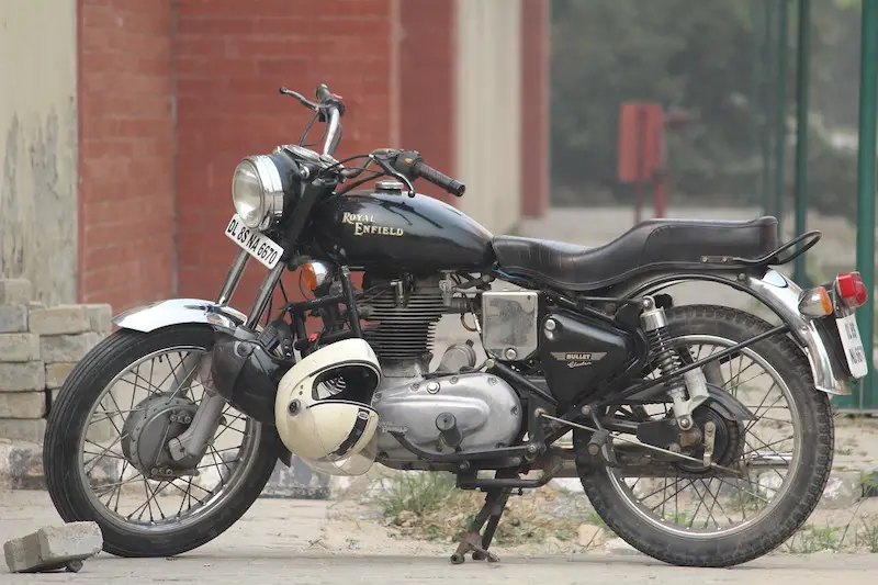 royal enfield with helmet