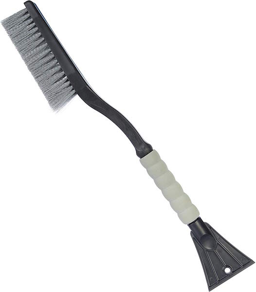 Brosse à Neige Courte Fiskars Avec Grattoir à Glace - Poils 2 Zones, Manche Aluminium Léger, Longueur 63 Cm