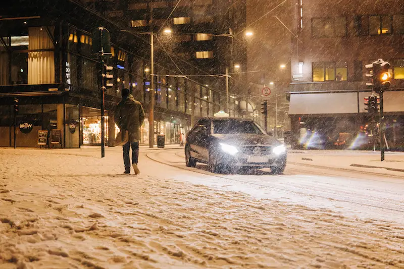 snowy driving conditions