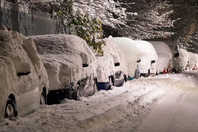 cars covered in snow