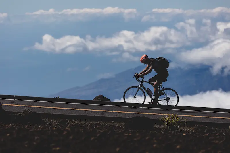 riding bicycle uphill