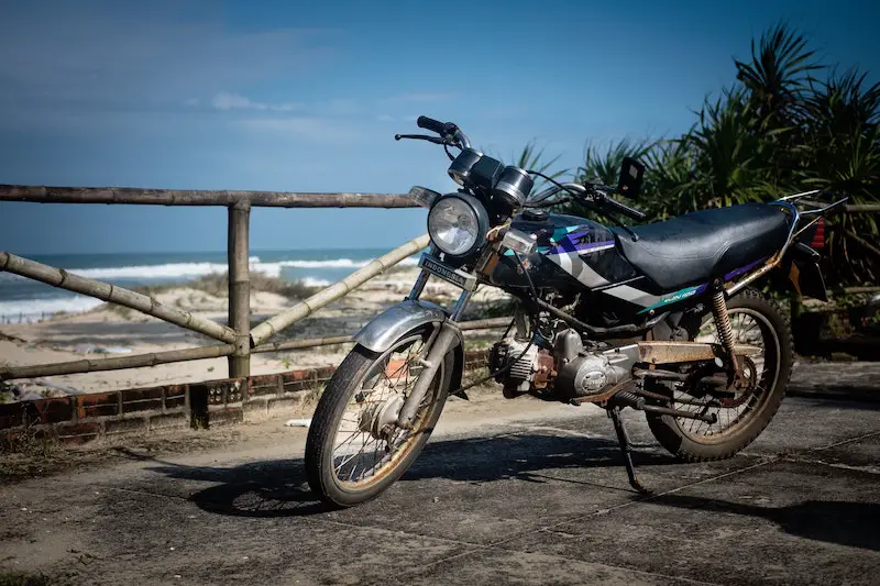 motorcycle at the beach