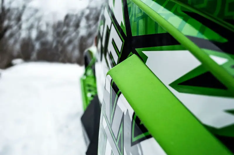 green snowmobile