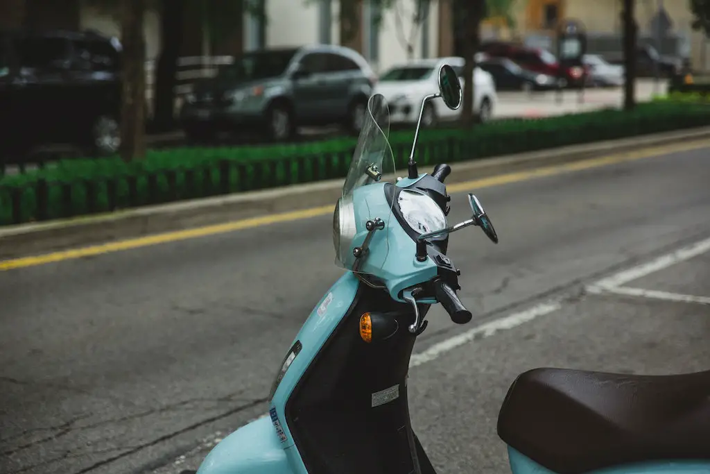 parked blue scooter